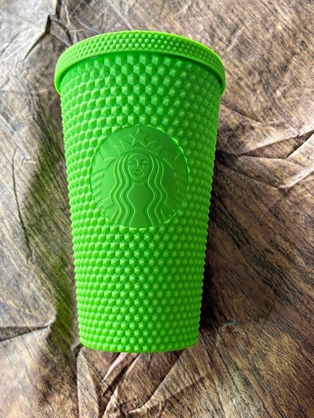 Starbucks Neon Lime Green Studded Cold Cup Tumbler 16 oz no straw